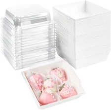 50 Pack Small Charcuterie Boxes With Clear Lids 4x4 Inch To Go Disposable Paper
