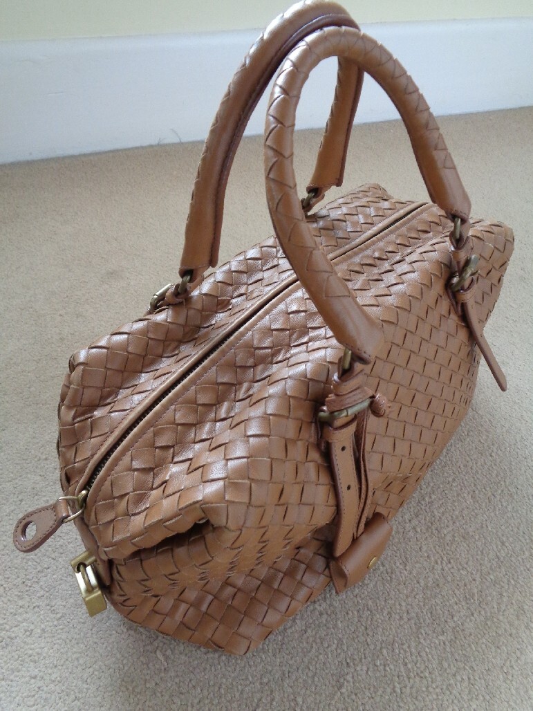 BOTTEGA VENETA BROWN MONTAIGNE INTRECCIATO LEATHER HANDBAG