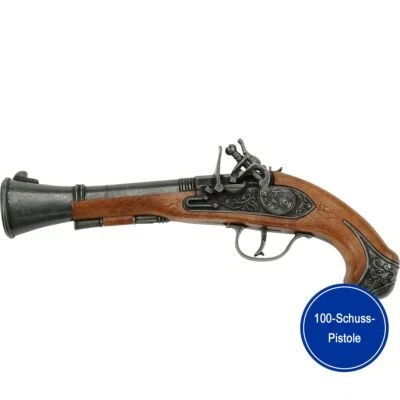 J. G. SCHRÖDEL Piraten Pistole 27 cm Braun Silber Blunderbuss 100-Schuss-Pistole Kostüm-Zubehör