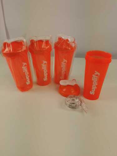 4 Stück Eiweiss Shaker Protein Mixer mit Quirl BPA-frei in neon orange - Bild 1 von 1
