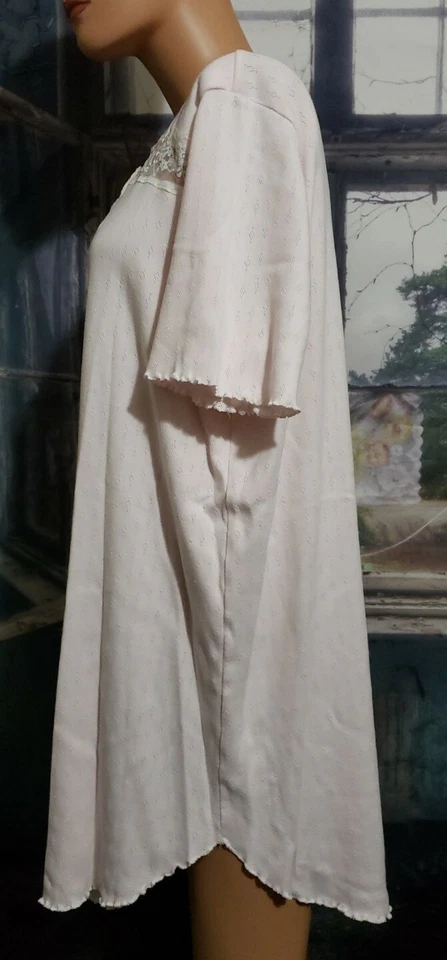 Camisón Rosa Shadowline Talla M Bordado Floral Encaje Manga Corta  Foto 3 de 4