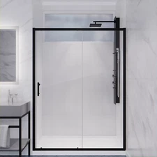 48 x 72 ANZZI Halberd SD-AZ052-01MB Frameless Sliding Shower Door Matte Black