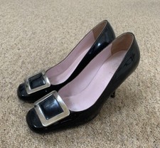 Celine Black Patent Heeled Shoes With Silver Buckle Size 38.5EU
