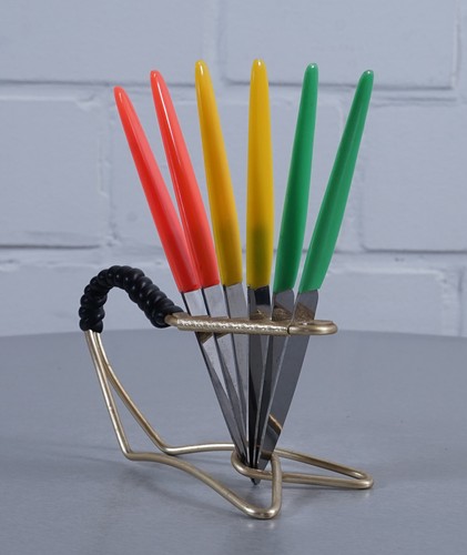 Juego de 6 cuchillos de fruta Fruit Knive en soporte inoxidable era rockabilly vintage (1) - Imagen 8 de 13