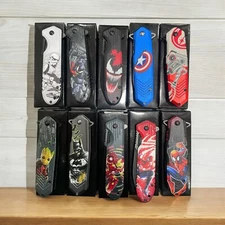 (10) Pcs Spring Assisted Pocket Knife Wholesale Lot. Characters Best Seller