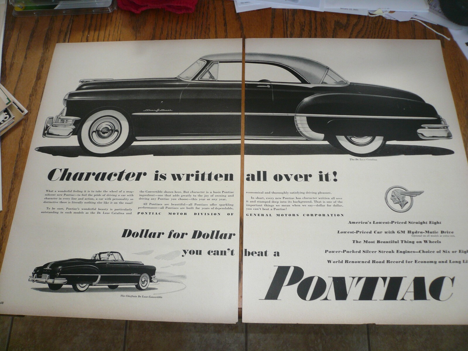 1950/51 Pontiac Two Page - Vintage Print Ad - 