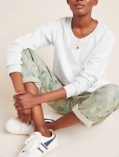 ANTHROPOLOGIE T.La WOMEN'S HEATHER GRAY KIMBERLY RAGLAN SWEATSHIRT Sz XS