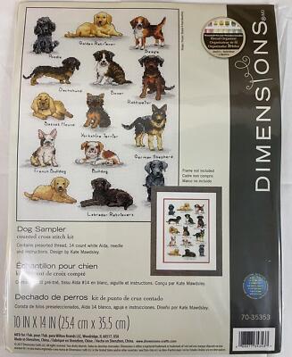 Dimensions Crafts Dog Sampler, Counted Cross Stitch Kit Dog Breeds ...