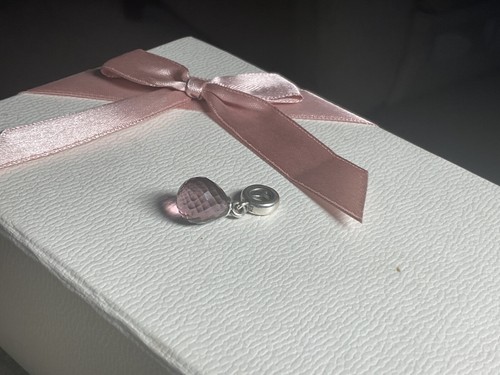 Raro Genuino Pandora Rosa Facetado Vidrio Cuelga Dije S925 ALE