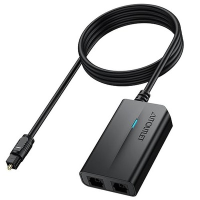 AUTOUTLET Toslink Splitter 1 in 2 Out, Optischer Splitter mit 1M Optisches Kabel