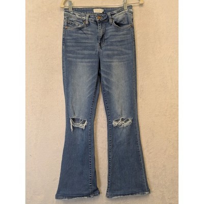 Bohme Women Distressed Flare Jeans Size 26 Blue Denim Bootcut Kicky
