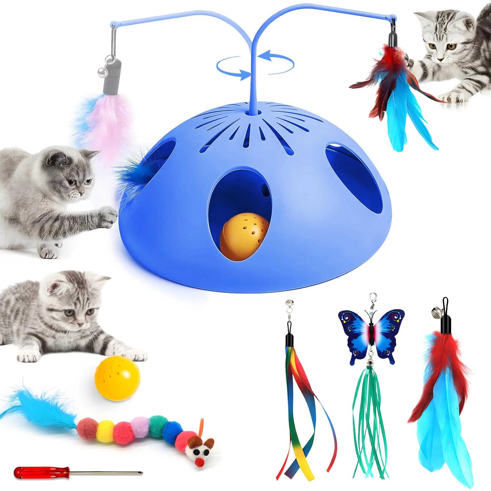 Cat Toys for Indoor Cats Interactive Cats Toy Kitten feathertoy; Trackball, C...