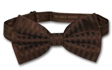 Vesuvio Napoli BOWTie CHOCOLATE BROWN Color Vertical Stripes Mens Bow Tie