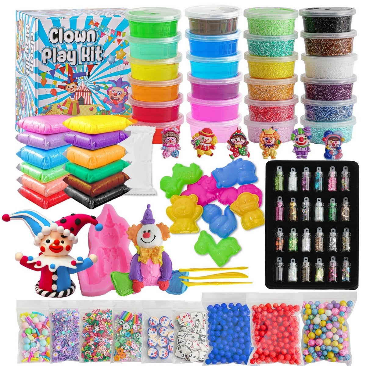 149 Pcs Clown Jumbo Slime Making Kit Clear Crystal DIY Toy for