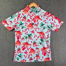 Bad Birdie Polo Men Small Floral Island Boat Palm Trees Geometric Performance