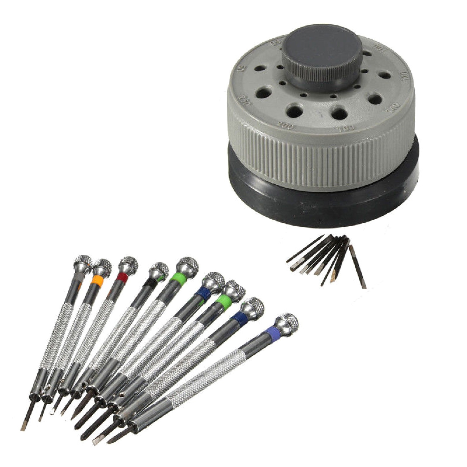 9Pack 0.8-2.0mm Watch Screwdriver Blades with Rotating Stand for Watch Repair