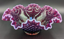 Vintage Fenton Plum Opalescent Hobnail Large Art Glass Bowl