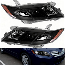 Pair For Toyota Camry 2007 2008 2009 Halogen Headlights Black Housing Left Right