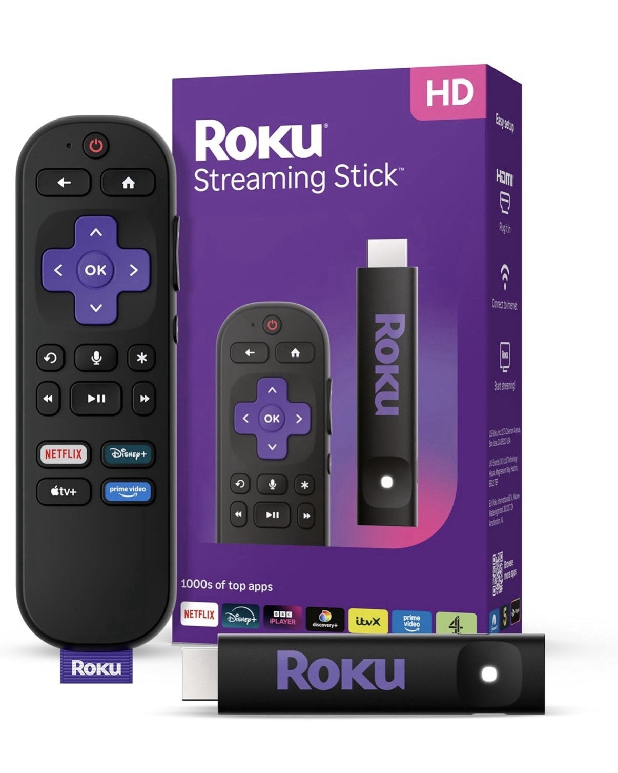 Roku Streaming Stick 2025 HD In-TV Streaming Device with Voice Remote