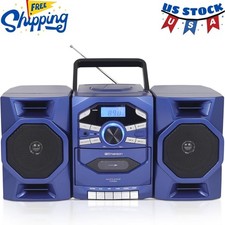 Portable CD Player Boombox with Cassette Player, Tape Recorder, AM/FM Radio