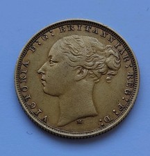 1885 Full Gold Sovereign, Melbourne Mint Queen Victoria Young Head Full Sov