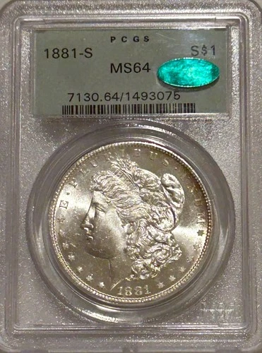 1881 S Morgan Silver Dollar PCGS MS64 CAC Green OGH