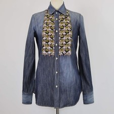 Dsquared2 Blue Denim Beaded Embellished Long ...