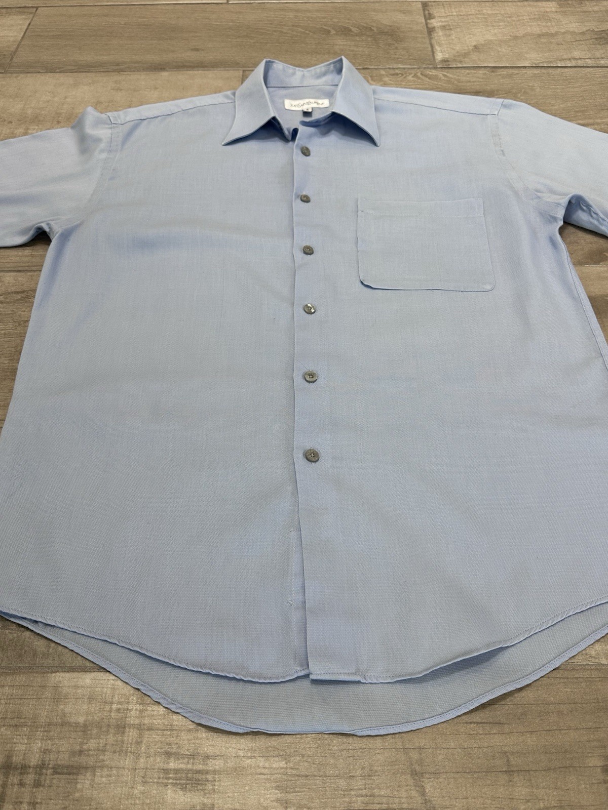 Camicia vintage Yves Saint Laurent con bottoni taglia 15 30 31 blu chiaro manica lunga YSL