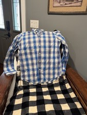 Vineyard Vines Slim Fit Whale Shirt Men’s M Blue/White Plaid Cotton Button-Down