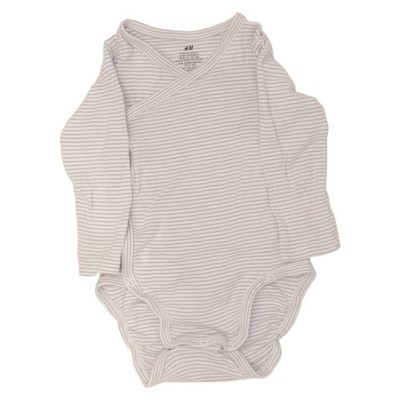 H&M, Body, Größe: 74, Weiß/Grau, Baumwolle, Streifen, Unisex (Kinder) #ExT