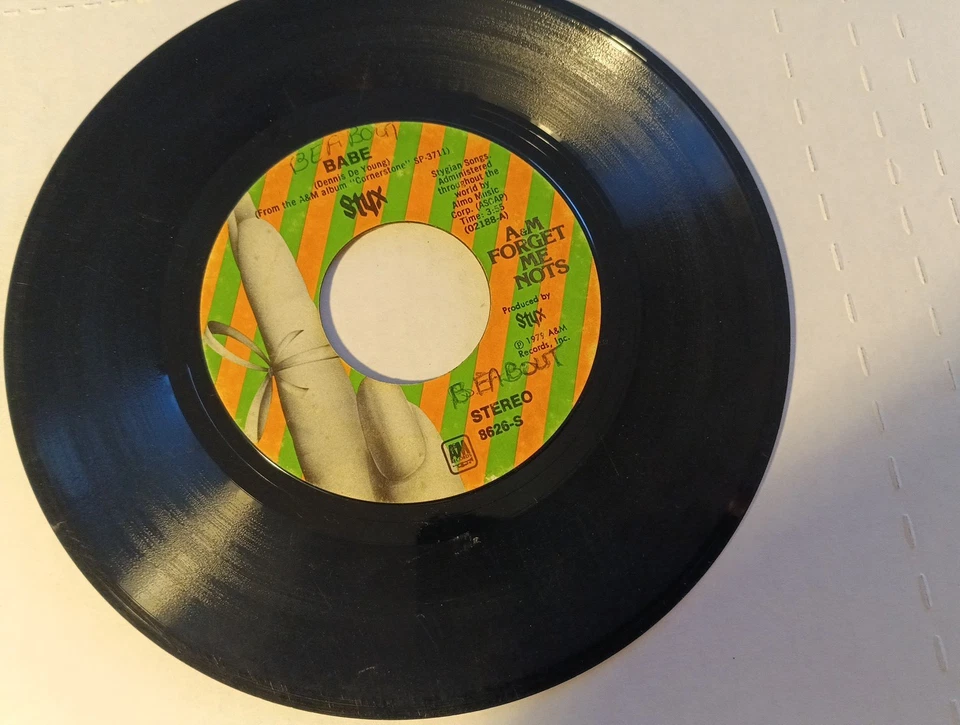 STYX - BABE / WHY ME / 7" 45 RPM VINYL SINGLE A&M MEMORIES 1979 VG + - Image 2 of 4