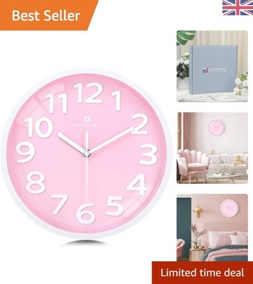 Funktionelle und süße 12 Zoll leise rosa Wanduhr zum Wohnen und Lernen