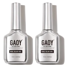 2Pcs 16ml UV Nail Glue & Base Gel - 2-in-1 for Acrylic Tips, LED Cured