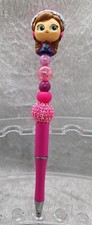 Disney Doorables Frozen Anna Beaded Ink Pen Purple Handmade