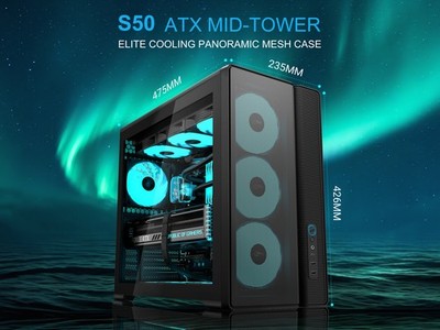 SAMA S50 ATX Mid Tower Case with 4 ARGB PWM Fans&Hub,PPLP A+ High Airflow
