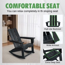 Adirondack Rocking Chair, HDPE All Weather Outdoor Patio Chair with High Backres