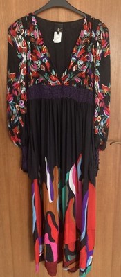 Ausgefallenes Gesmoktes Kleid Just Cavalli tiefer Ausschnitt Gr. S  46 Wie neu