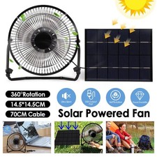 5W 4'' Summer Solar Panel Powered Fan for Office Outdoor USB Cooling Fan UK