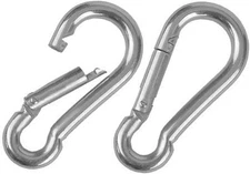 Heavy Duty Bushcraft Stainless Steel Carabiner Spring Snap Clip 5cm-2-pack 