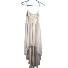 Babydoll Fairy High Low Dress Medium Mesh Lace Cream Angel Ethereal Hoco
