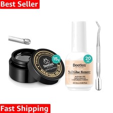 Beetles Solid Nail Glue Gel with 20ml Nail Glue Remover Set 15g for Press On ...
