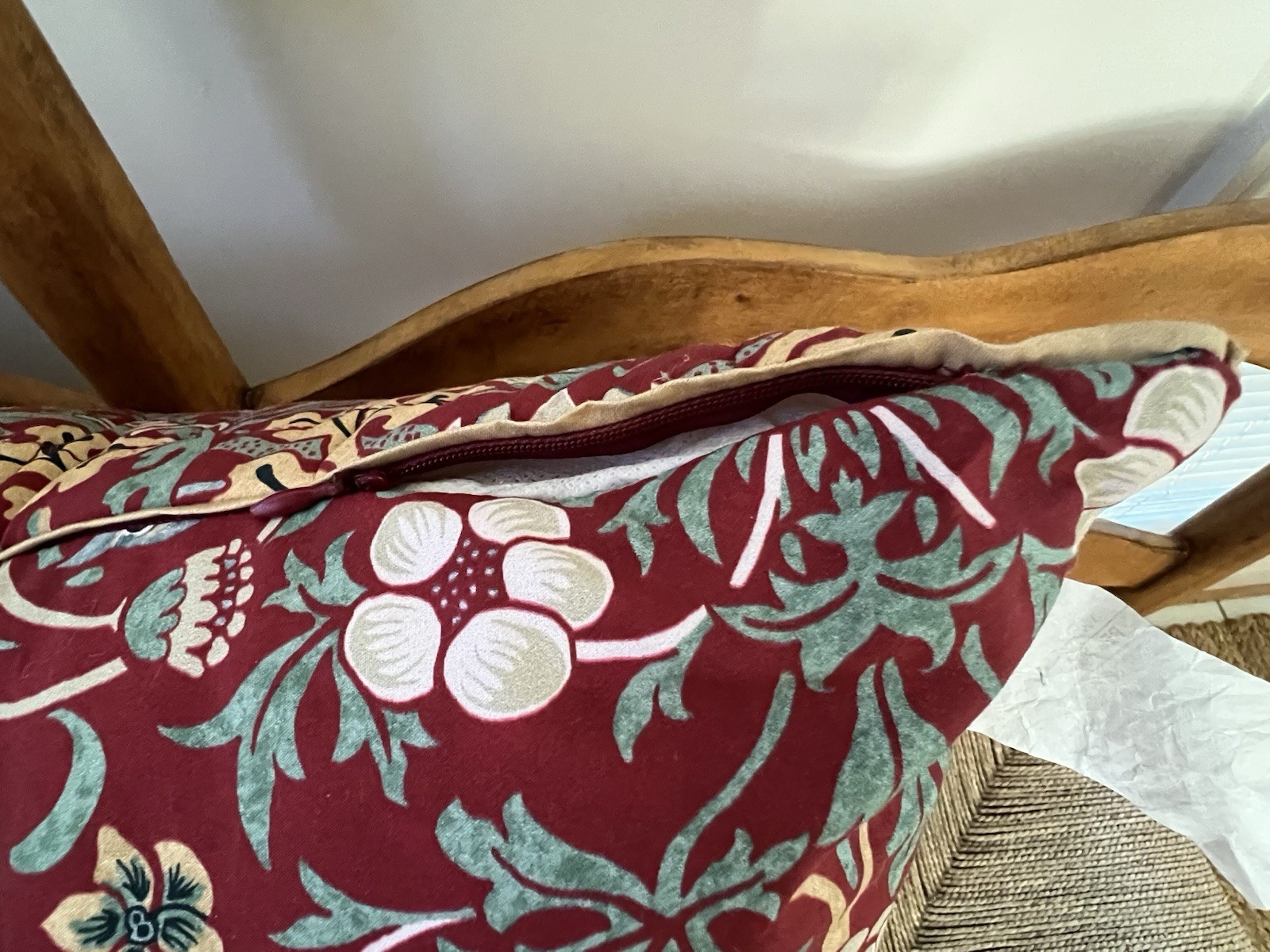 XL William Morris At Home Red Strawberry Thief  24” Square Pillow