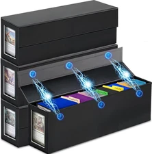 Trading Card Storage Box, Magnetic, Toploaders, Black, Bulk Boxes for Tcg, Sport