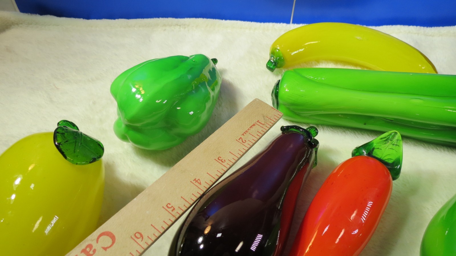 Vintage lot 7 Art Glass Fruit & Vegetables Murano Style Glass EXCELLENT