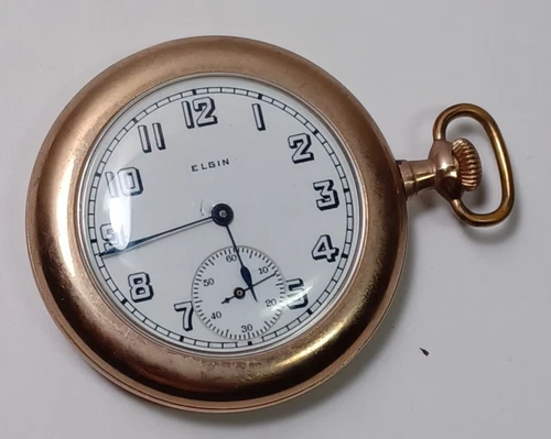 Antique Elgin Golf Filled Scepter 10 Year Case 44mm Pocket Watch Running JB3A