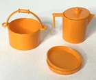 Vintage Orange Barbie Camping Accessories Mattel Pan Pitchers Plates 1970s