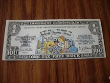 One Dollar IOU Co-Op Buck Parody/Fantasy Note ~ In Living Color! LQQKY!