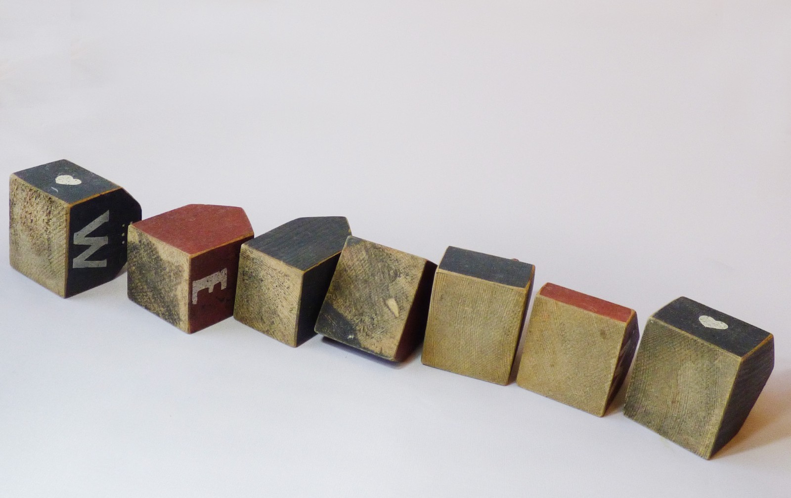 Vintage Wood Blocks Stenciled Houses WELCOME ~ Country Farmhouse Decor Rustic