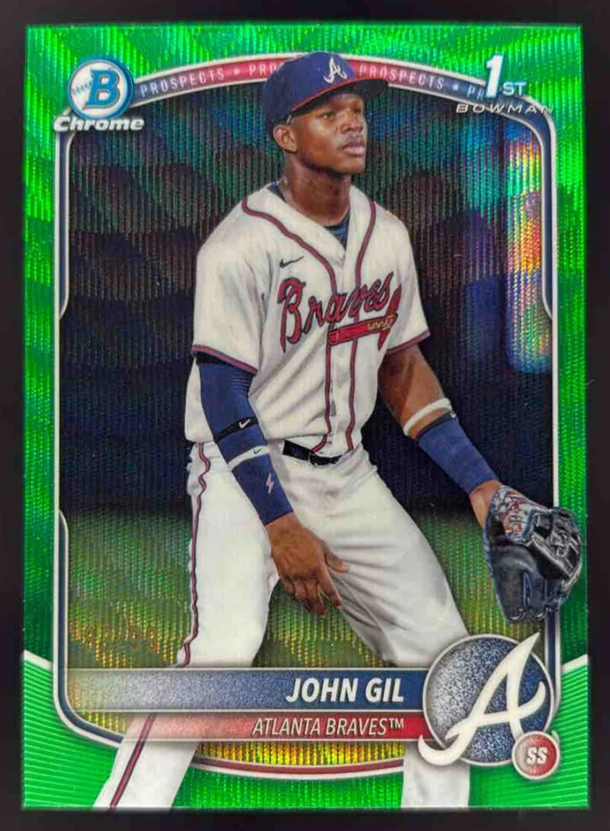 2025 Bowman Chrome Prospects Green Wave Refractor #BCP-172 John Gil RC /99