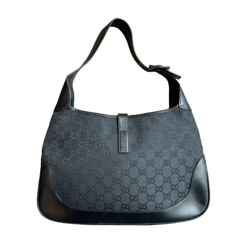 古驰 Jackie GG 水饺包中号黑色帆布 — 第 4/4 张图片